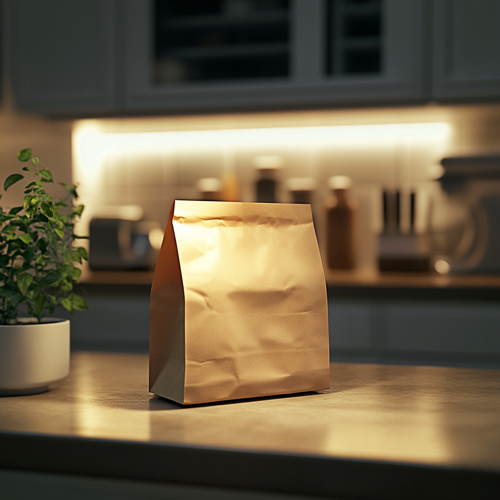 Un sac brun sur un comptoir de cuisine | Source : Midjourney