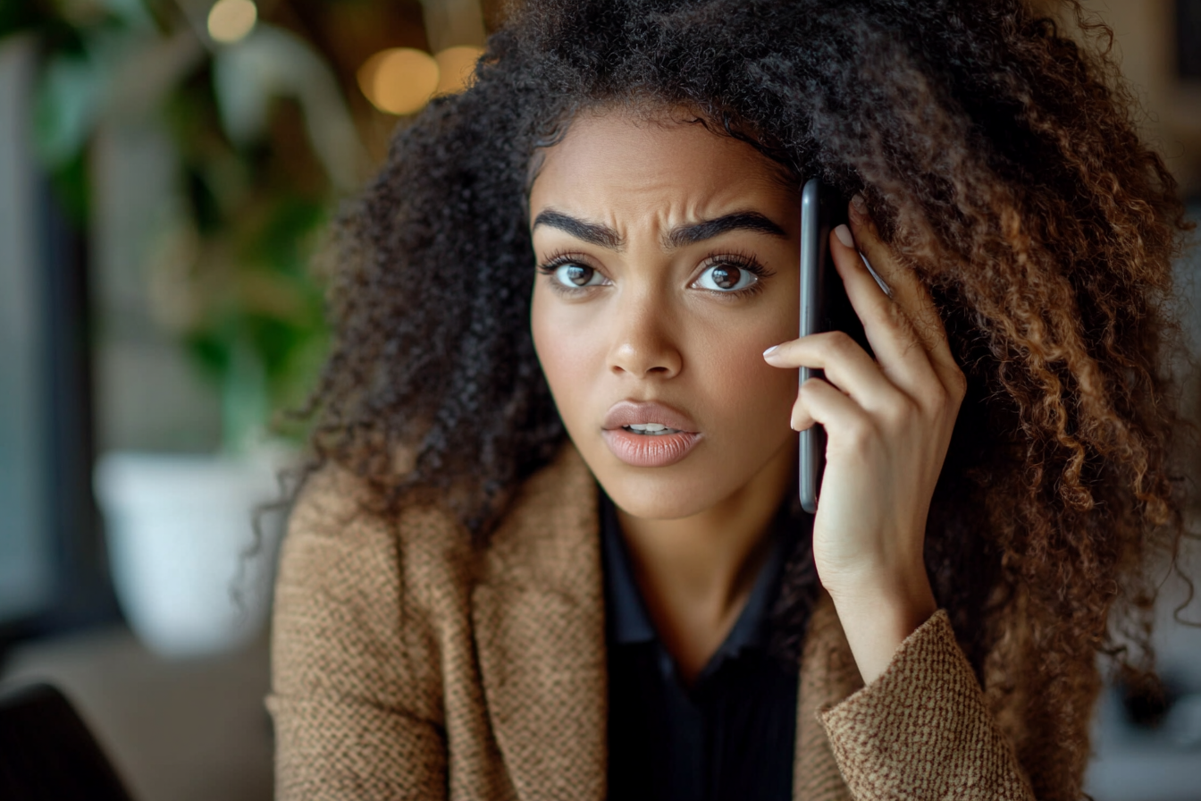 Une femme qui parle avec colère dans son téléphone portable | Source : Midjourney