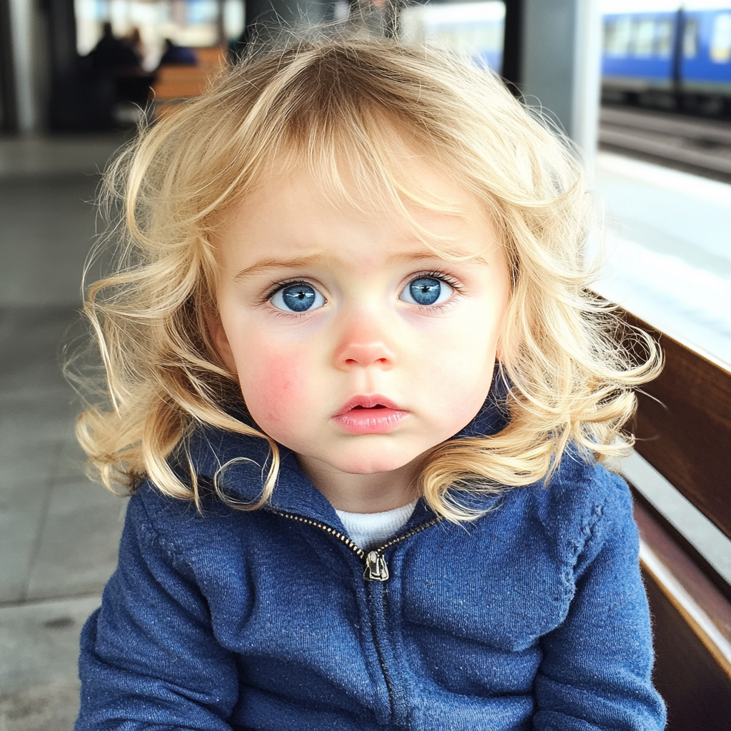 Une petite fille assise sur un banc | Source : Midjourney