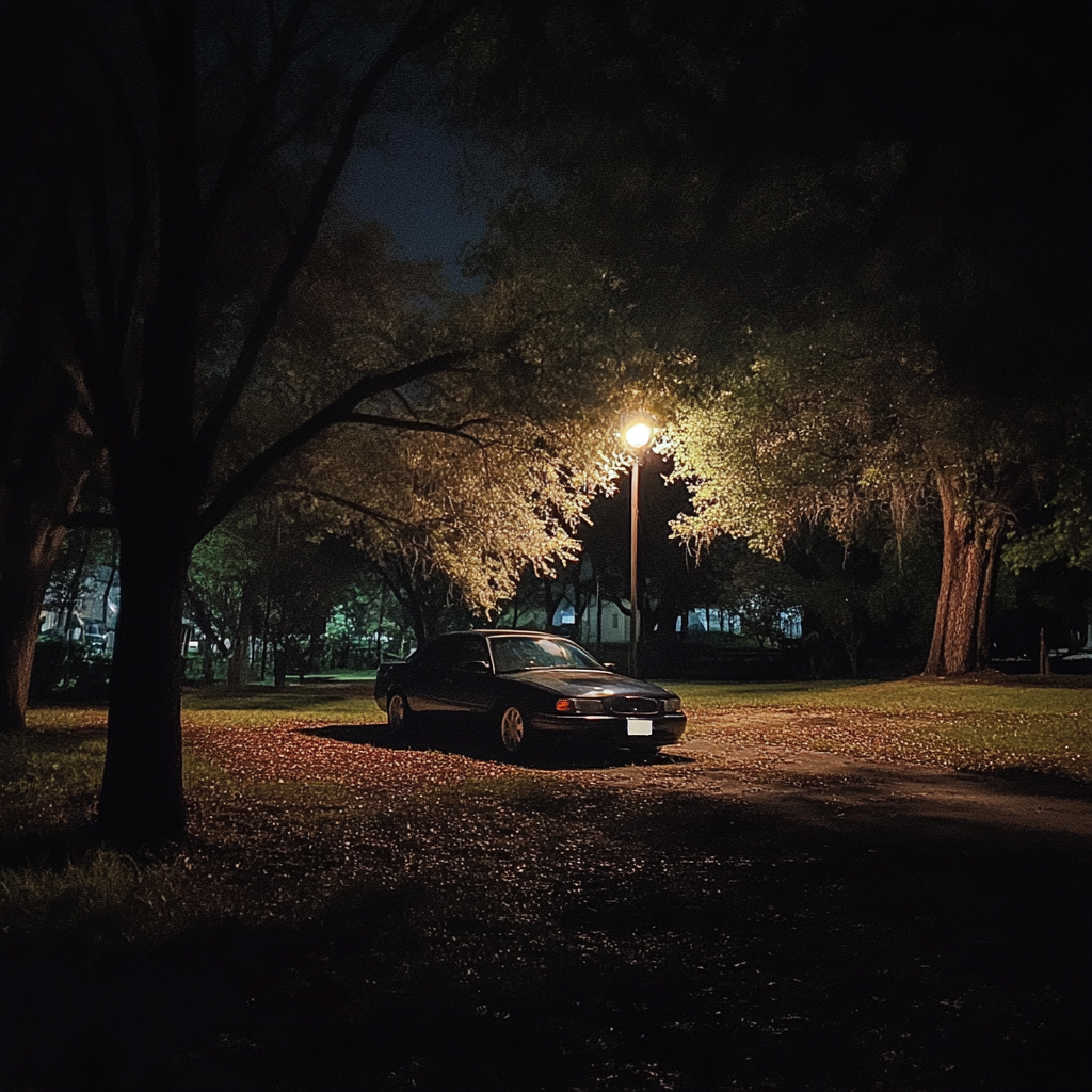 Une voiture garée dans un parc | Source : Midjourney