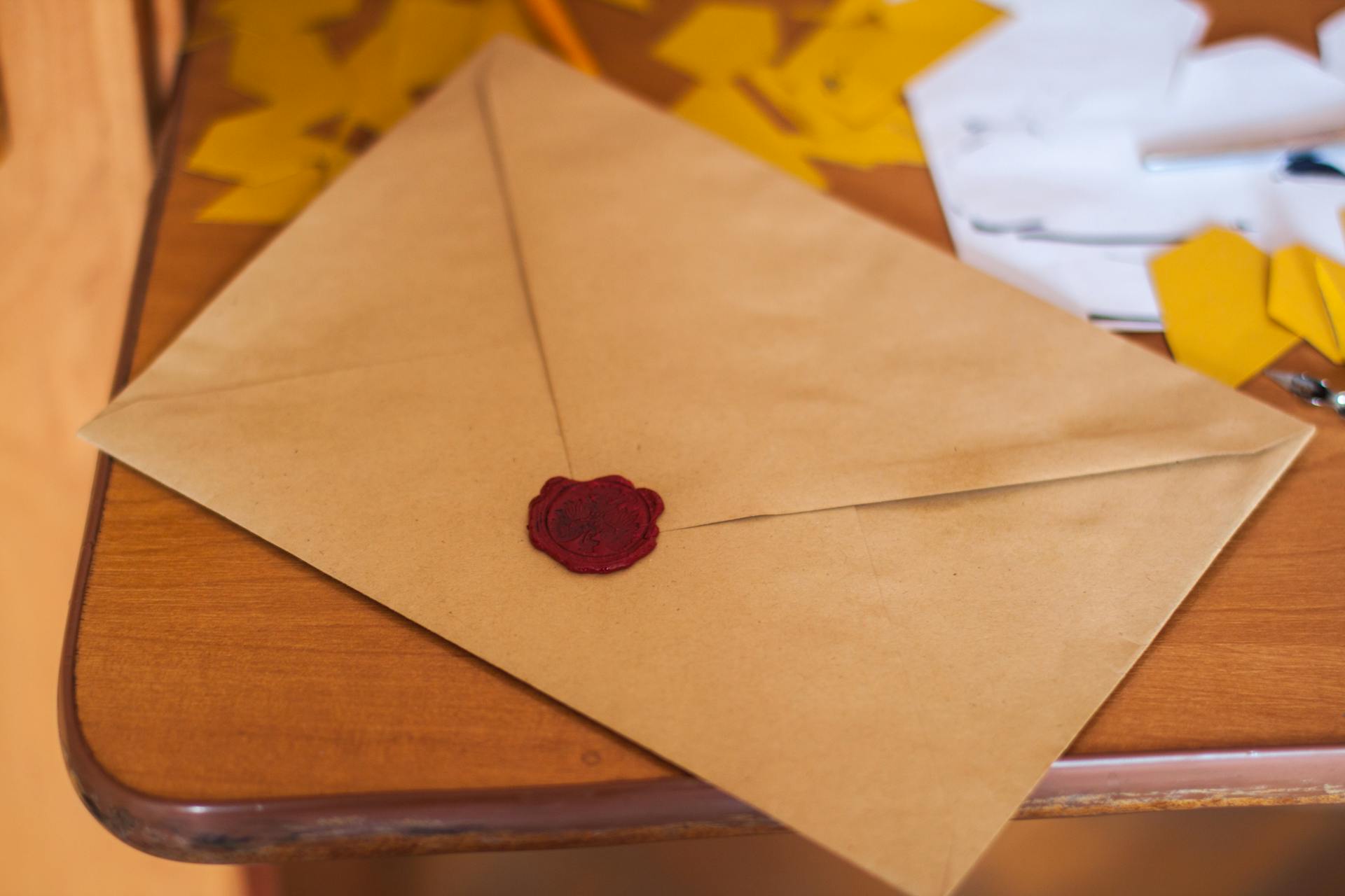 Une enveloppe sur une table | Source : Pexels