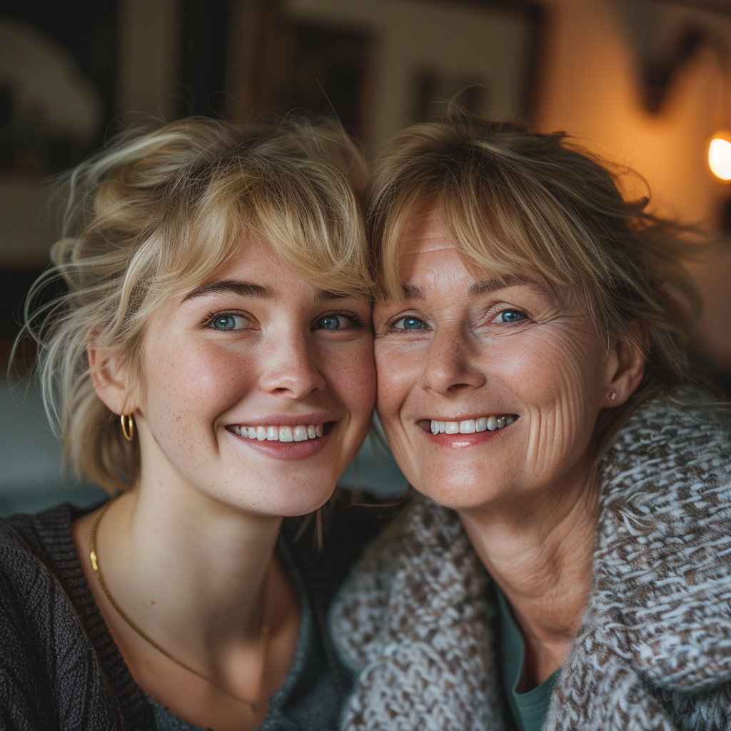 Un duo mère-fille souriant | Source : Midjourney
