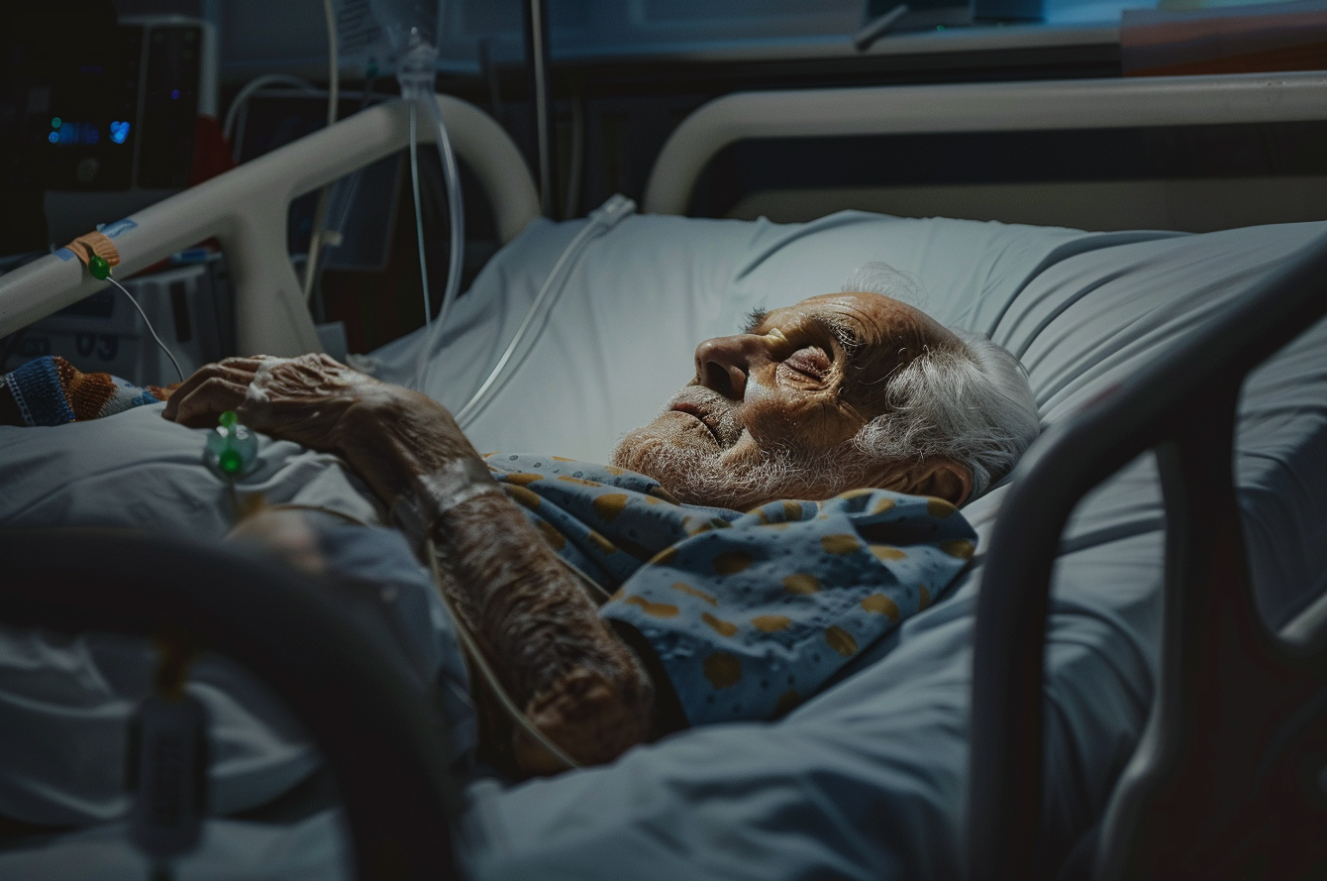 Un homme allongé dans un lit d'hôpital | Source : Midjourney