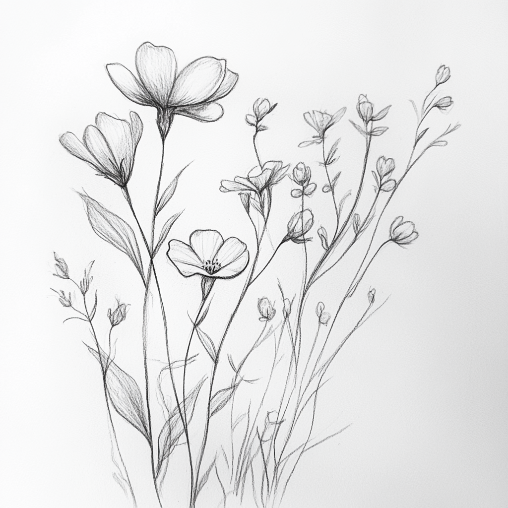 Un dessin de fleurs | Source : Midjourney