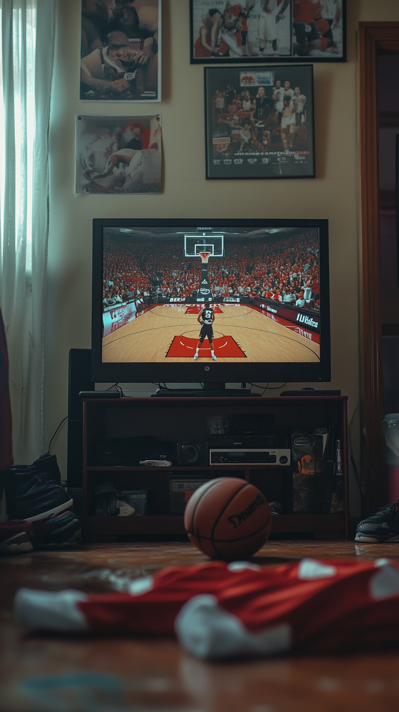 Un match de basket à la télévision | Source : Midjourney