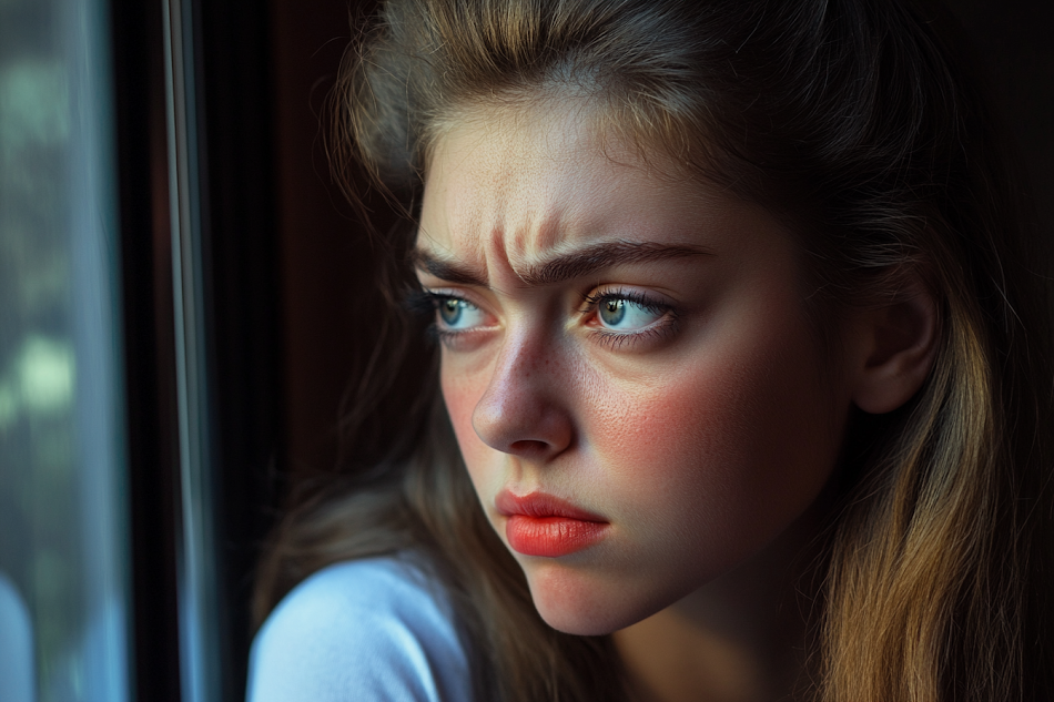 Une femme qui regarde par la fenêtre | Source : Midjourney