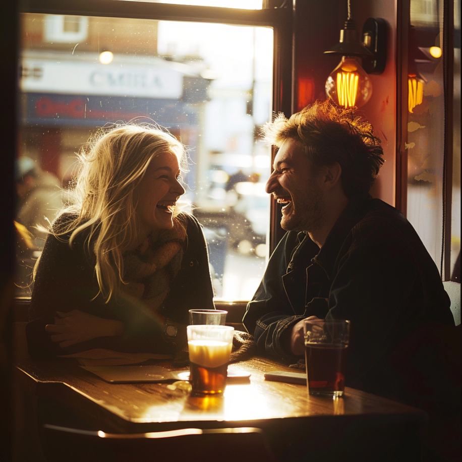 Un couple en rendez-vous dans un café | Source : Midjourney