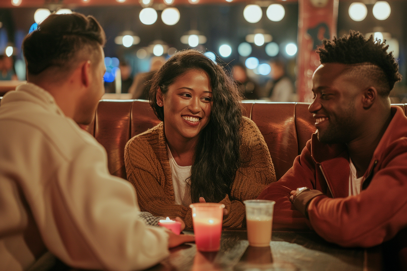 Des amis discutent dans un restaurant | Source : Midjourney