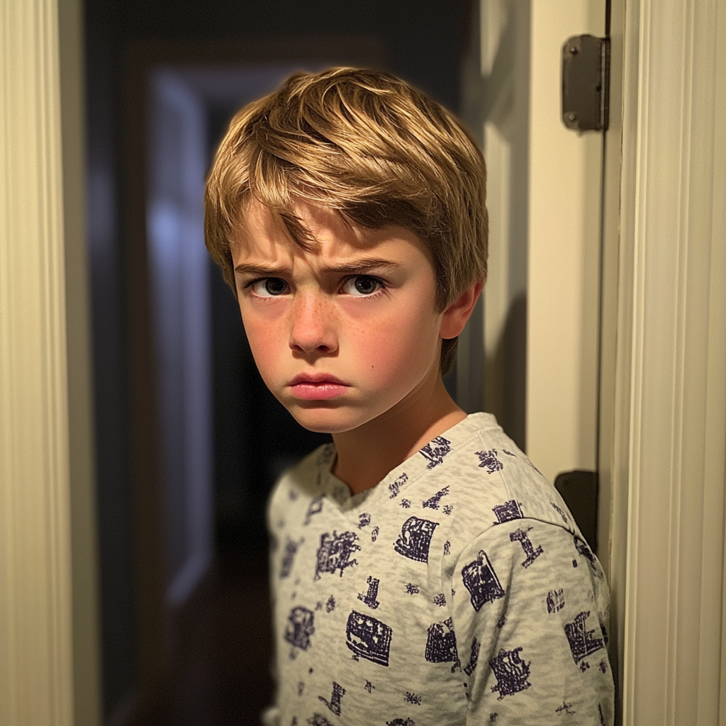 Un petit garçon debout dans un couloir | Source : Midjourney