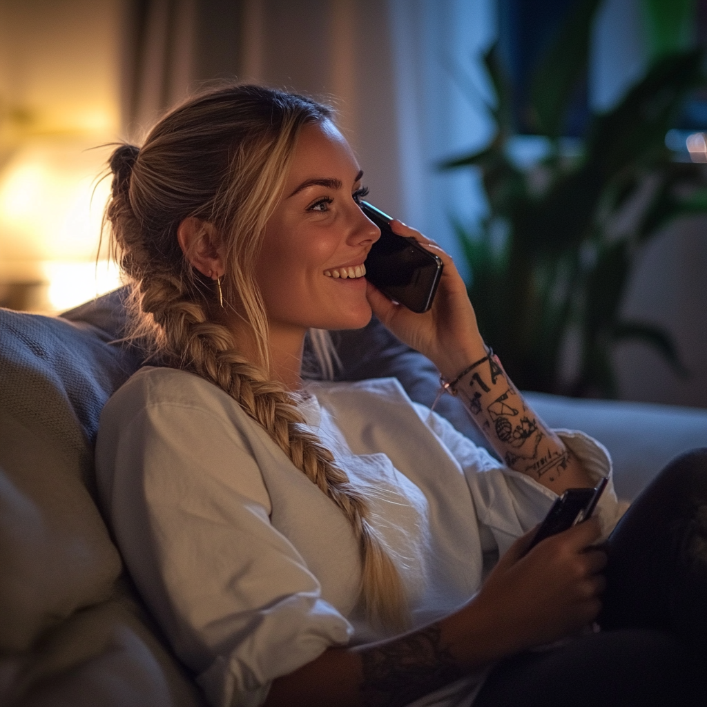 Une femme qui parle au téléphone | Source : Midjourney