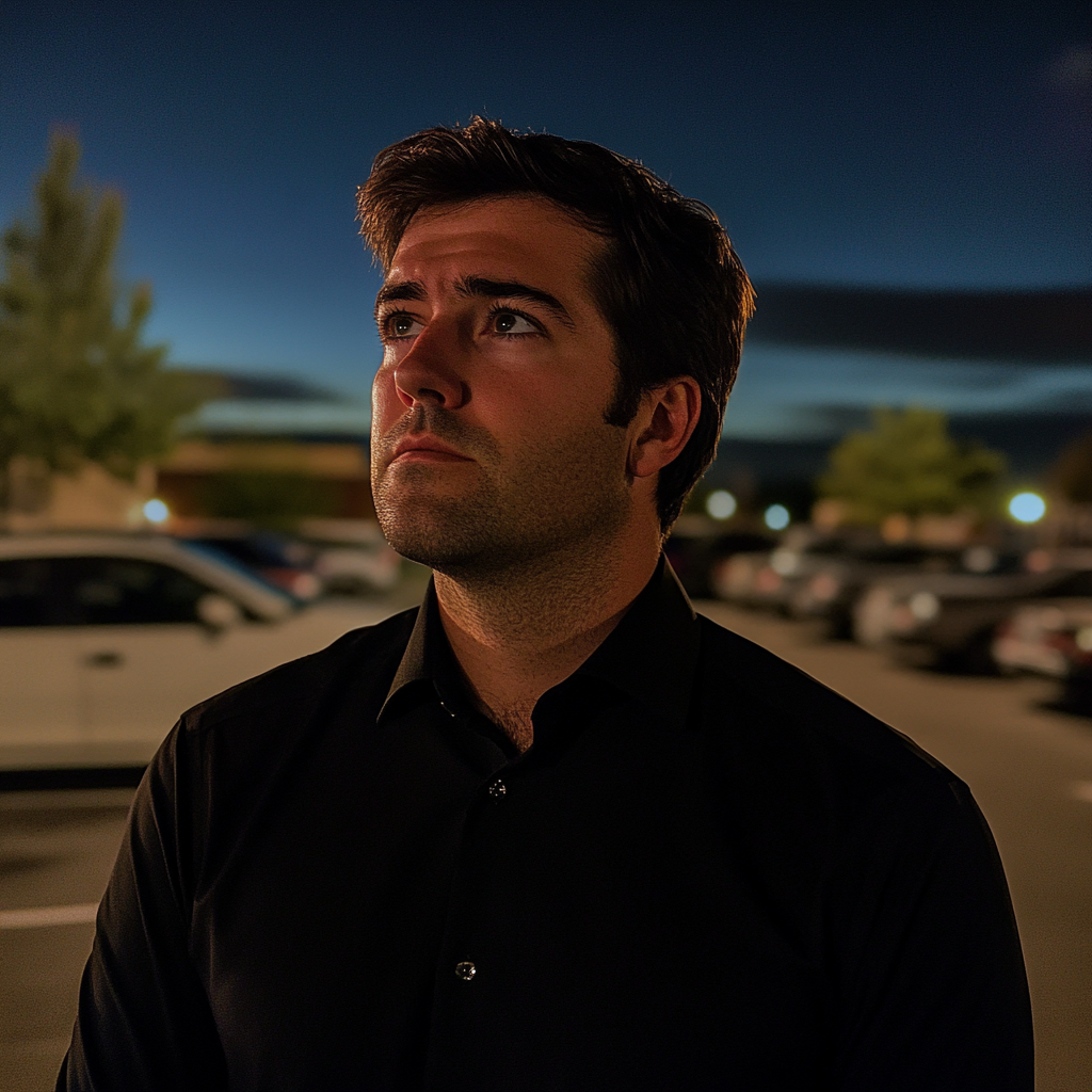 Un homme debout dans un parking | Source : Midjourney