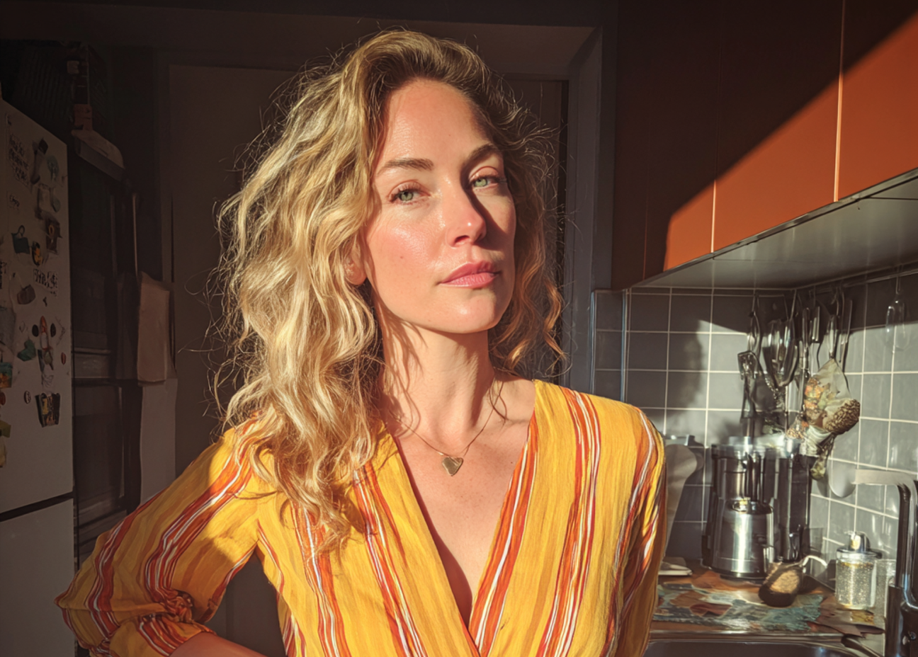 Une femme nonchalante debout dans une cuisine | Source : Midjourney