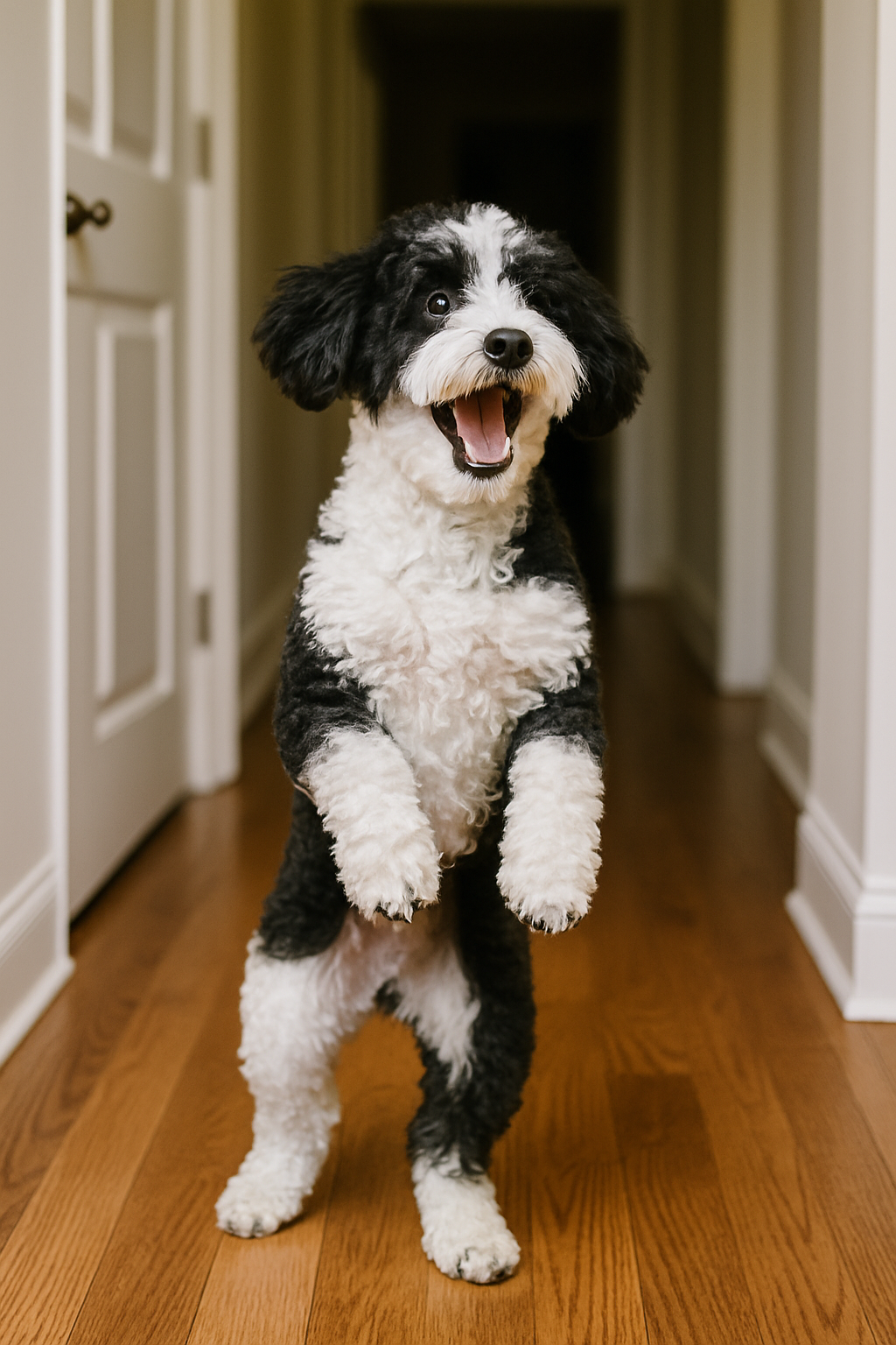 Un chien qui saute pour saluer son maître | Source : DALL-E
