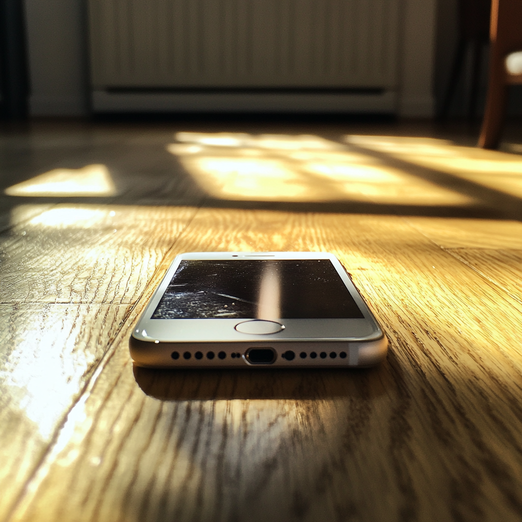 Un téléphone posé sur le sol | Source : Midjourney
