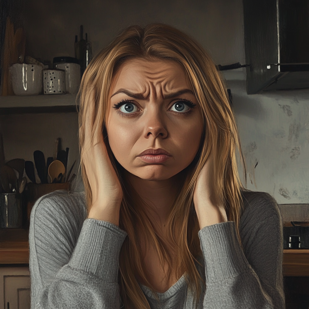 Une femme assise à une table de cuisine | Source : Midjourney