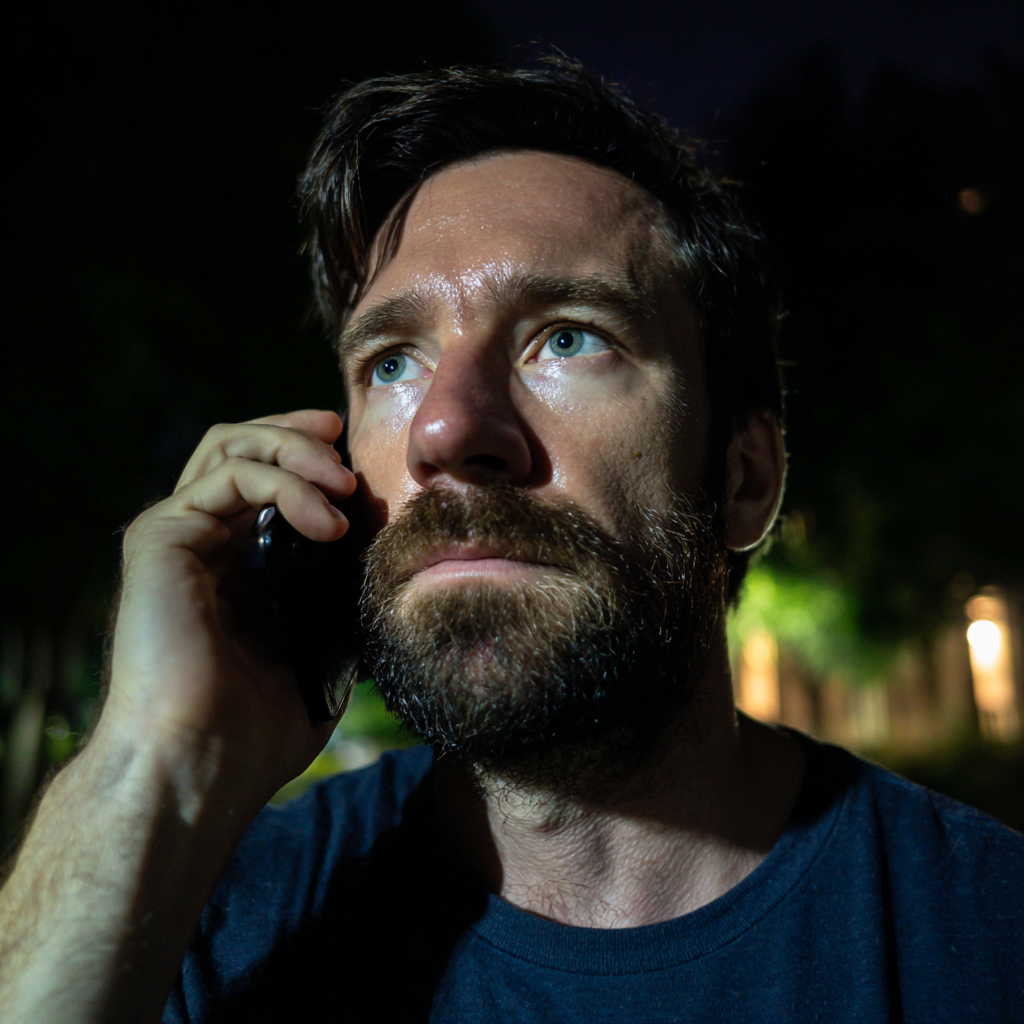 Gros plan sur un homme qui parle au téléphone | Source : Midjourney
