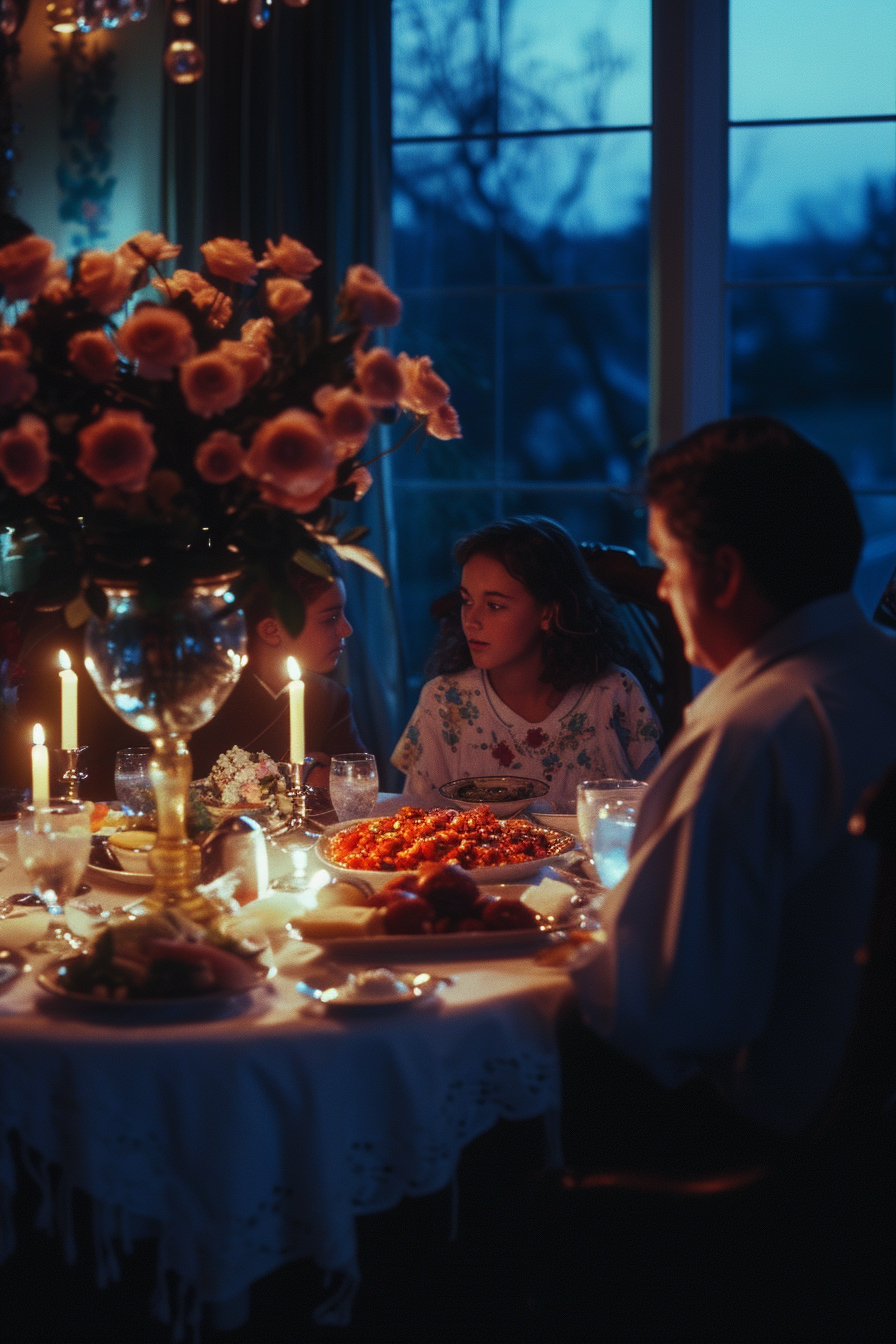 Une famille en train de dîner | Source : Midjourney