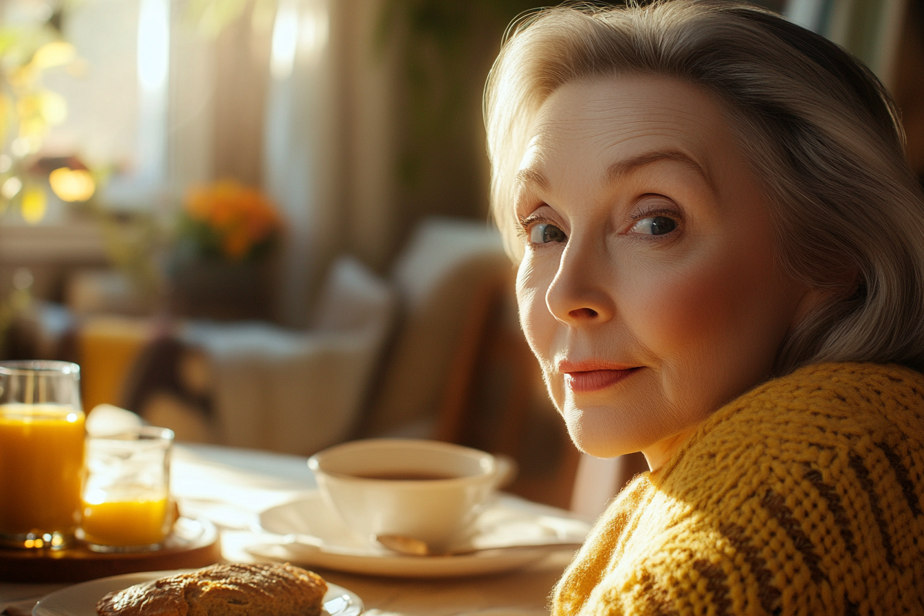 Une femme à la table du petit déjeuner | Source : Midjourney