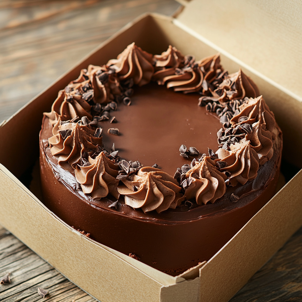 Un gâteau au chocolat dans une boîte | Source : Midjourney