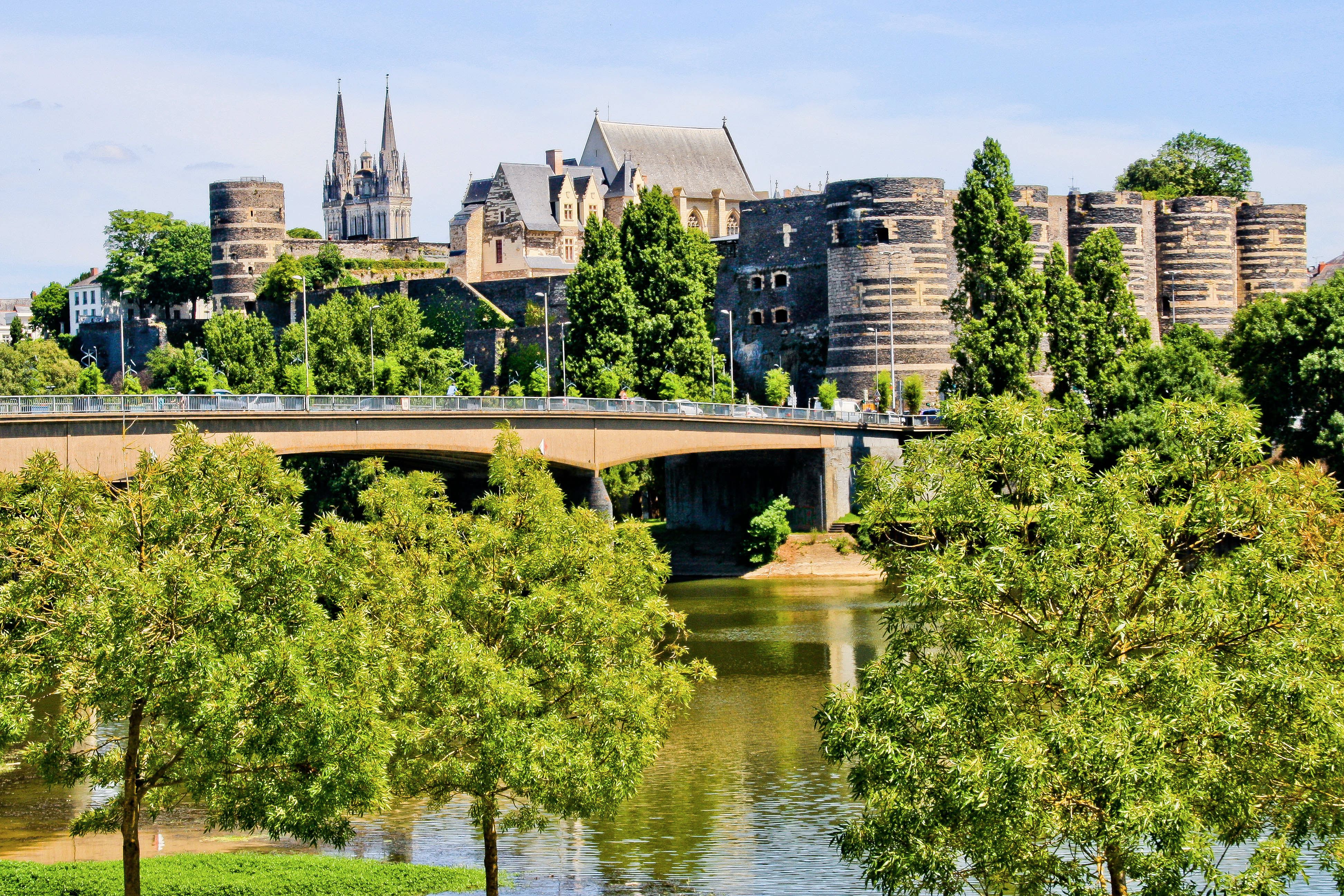 La cathédrale, le château et la rivière la Maine, Angers, Maine et Loire, France I Source : Getty Images