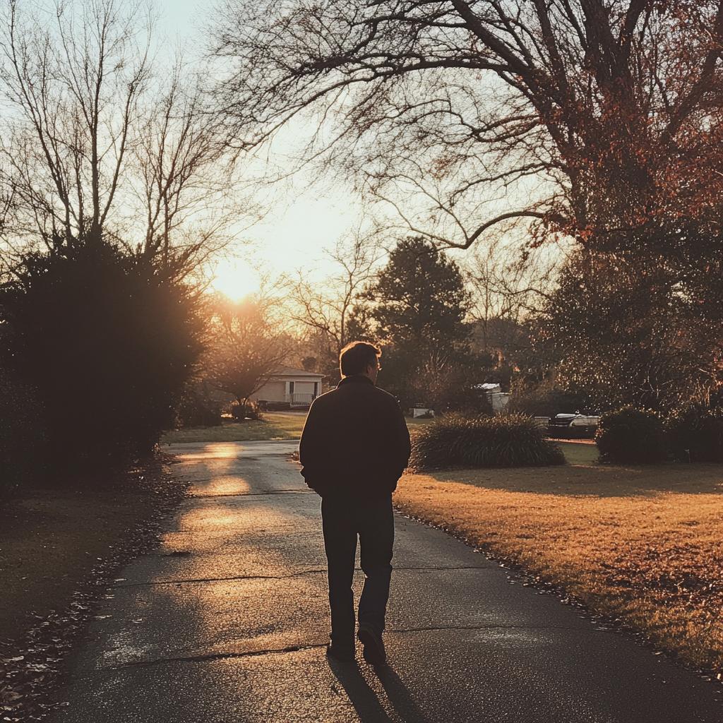 Un homme qui marche dans l'allée | Source : Midjourney