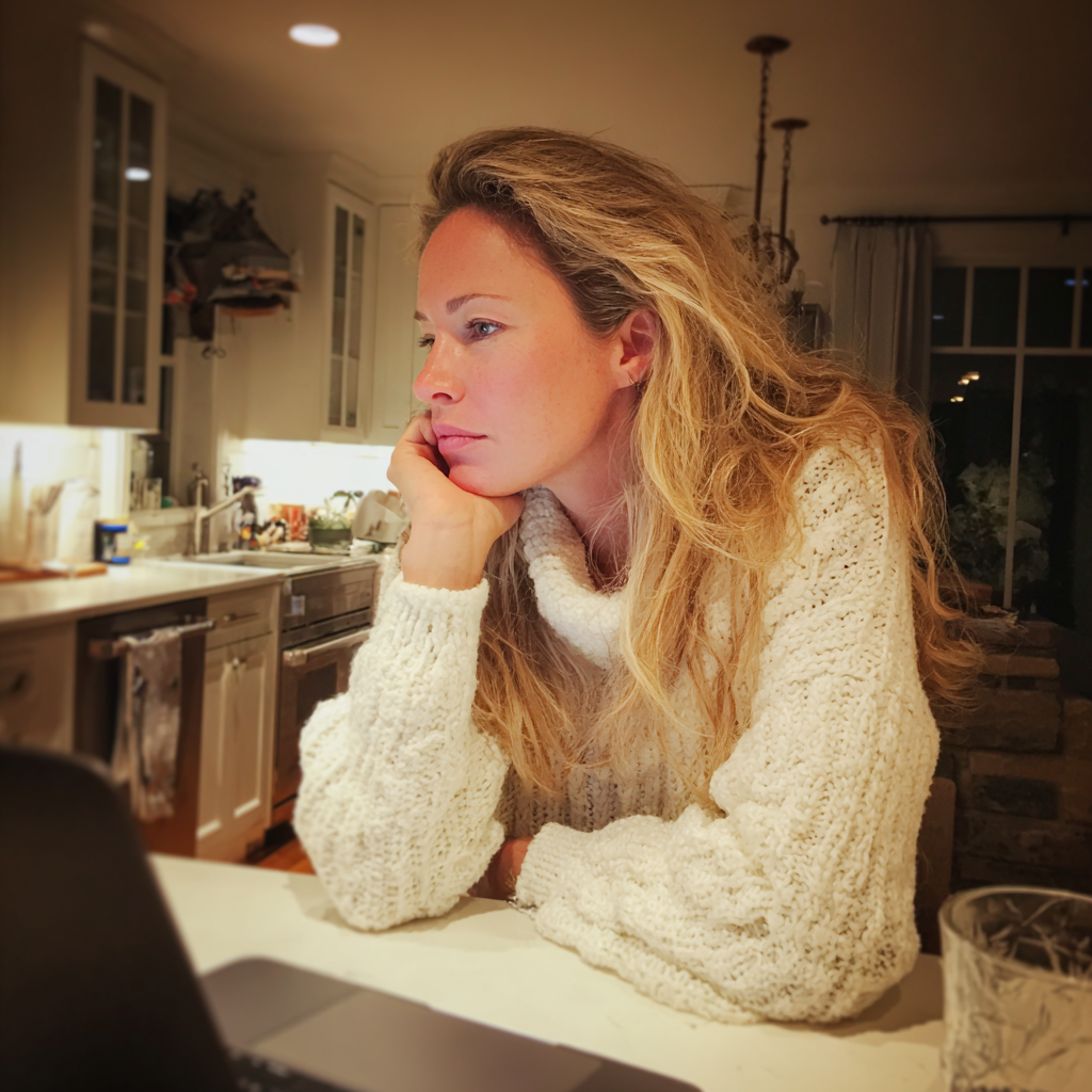 Une femme assise avec son ordinateur portable | Source : Midjourney