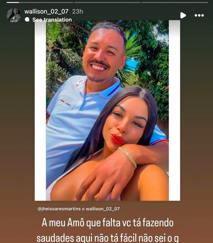 Wallison Lima et Jennifer Soares Martins posant pour une photo, postée le 27 novembre 2024 | Source : Instagram Stories/wallison_02_07