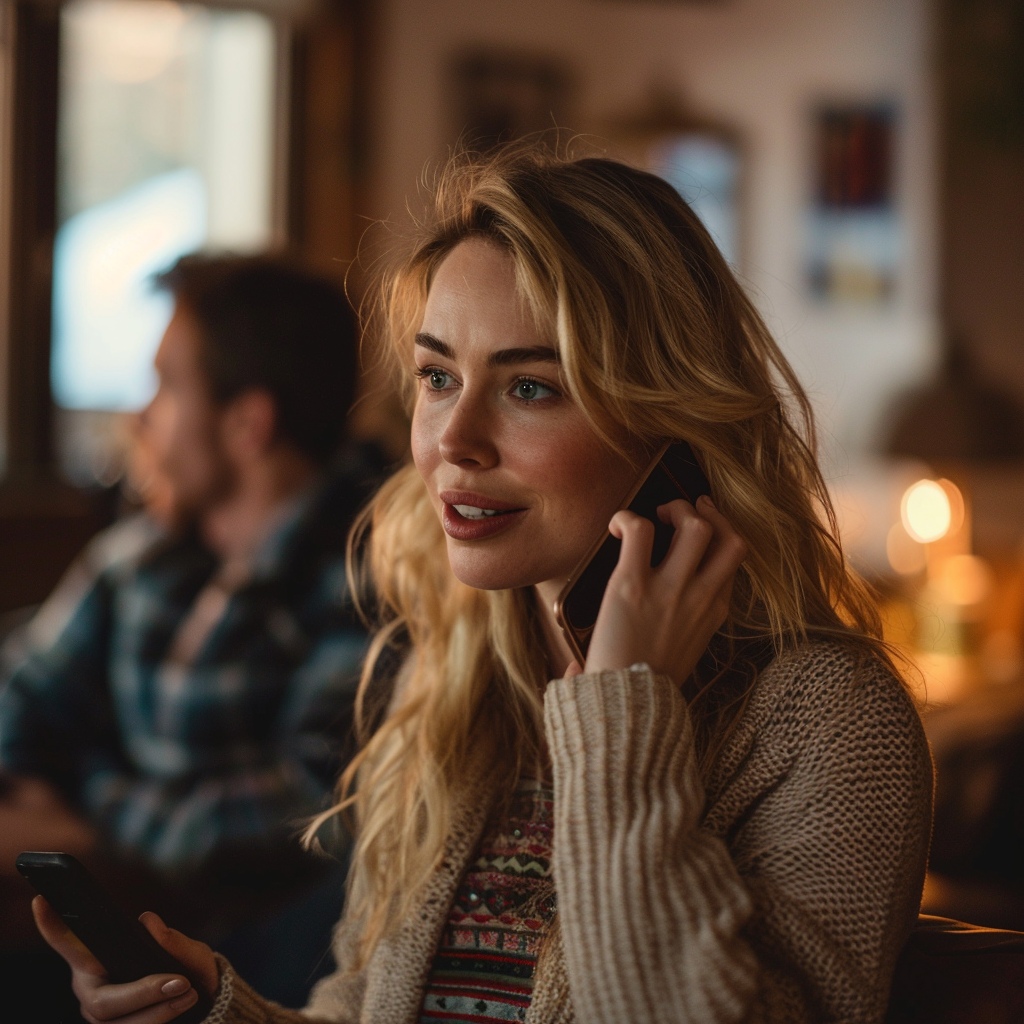 Une femme qui parle au téléphone | Source : Midjourney