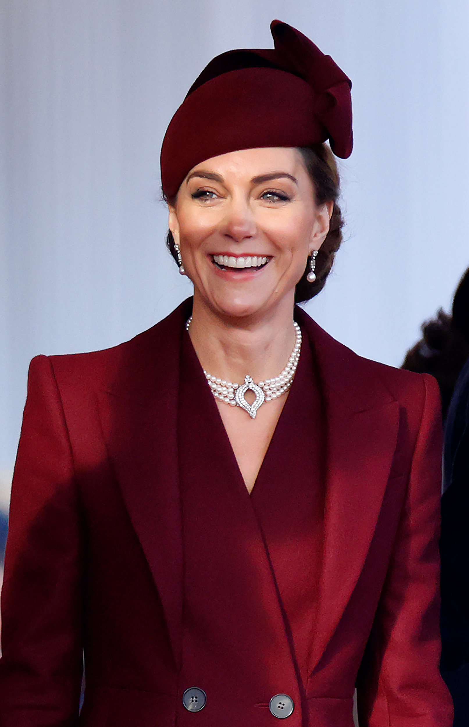 La princesse Catherine lors de la cérémonie de bienvenue, à Horse Guards Parade, pour l'émir de l'État du Qatar à Londres, en Angleterre, le 3 décembre 2024 | Source : Getty Images