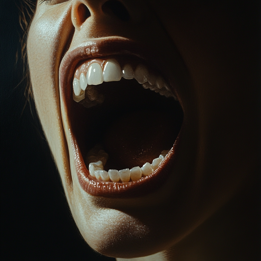 A woman screaming | Source: Midjourney