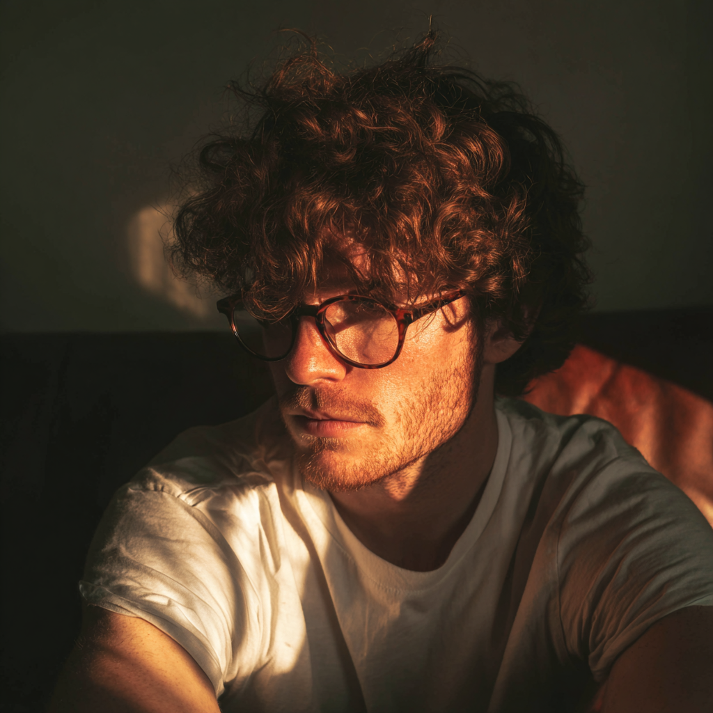 Un homme assis sur un canapé | Source : Midjourney