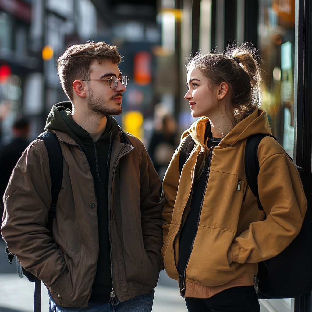 Un couple qui discute dans la rue | Source : Midjourney