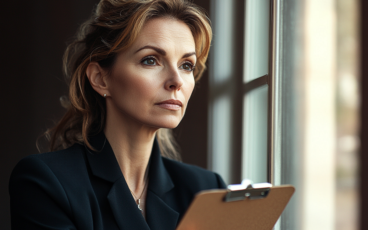 Une femme qui regarde par la fenêtre | Source : Midjourney