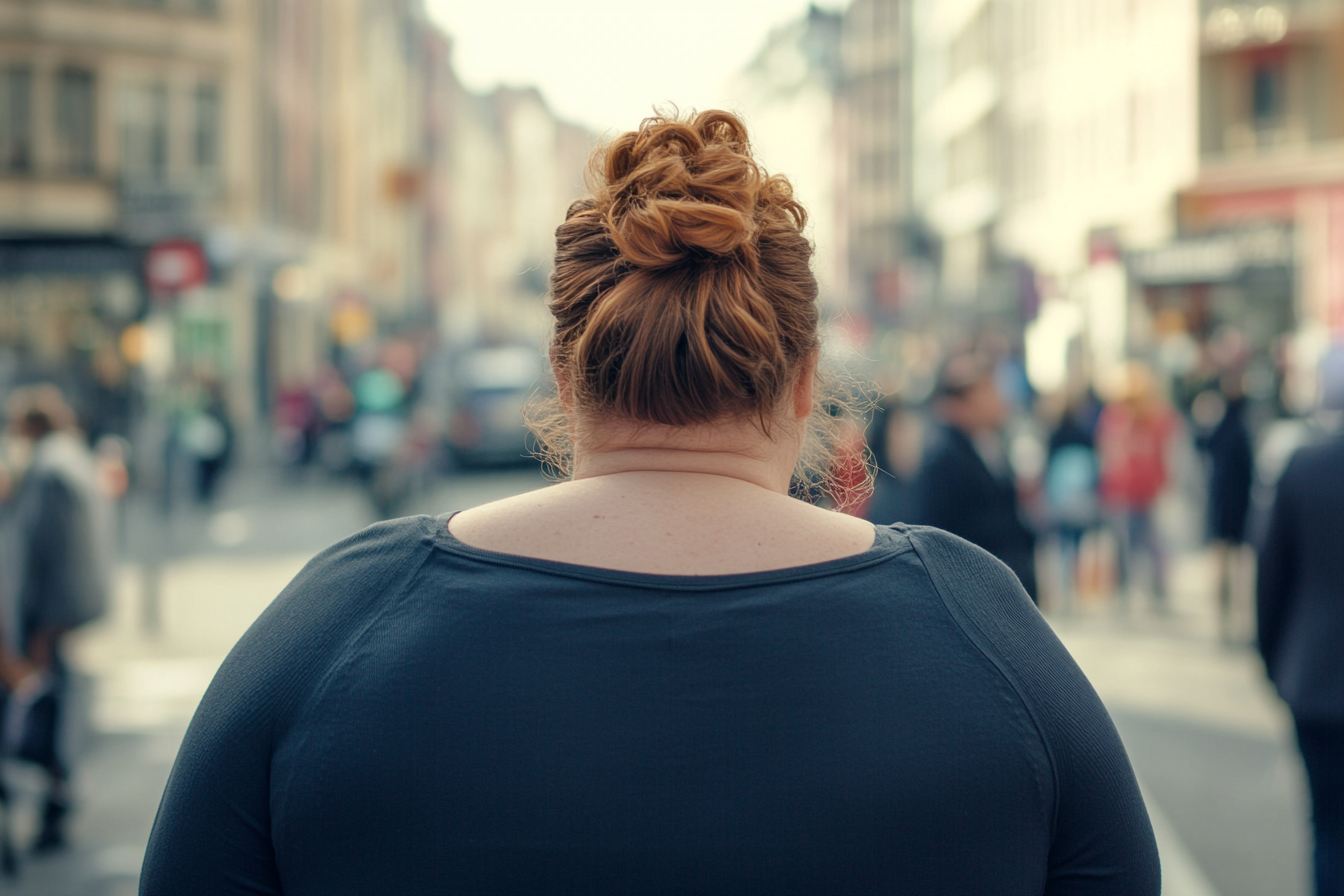 Une femme debout dans une rue | Source : Midjourney