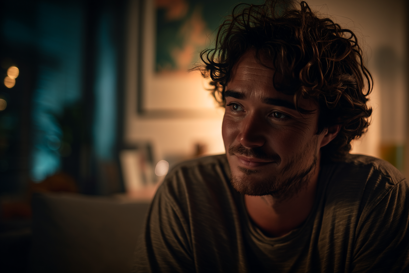 Un homme avec un sourire en coin | Source : Midjourney