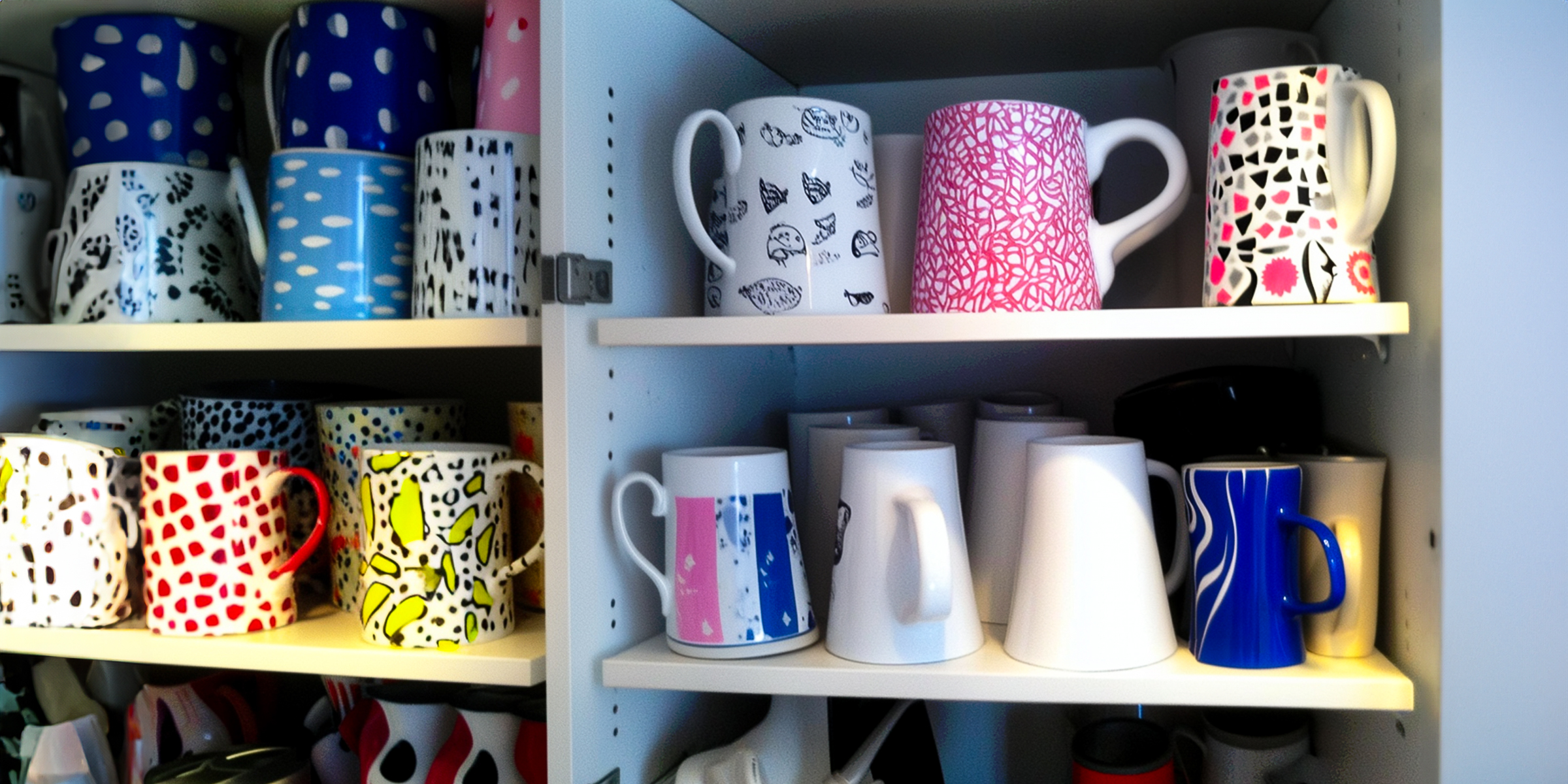 Upside-down cups in a cupboard | Source: Midjourney