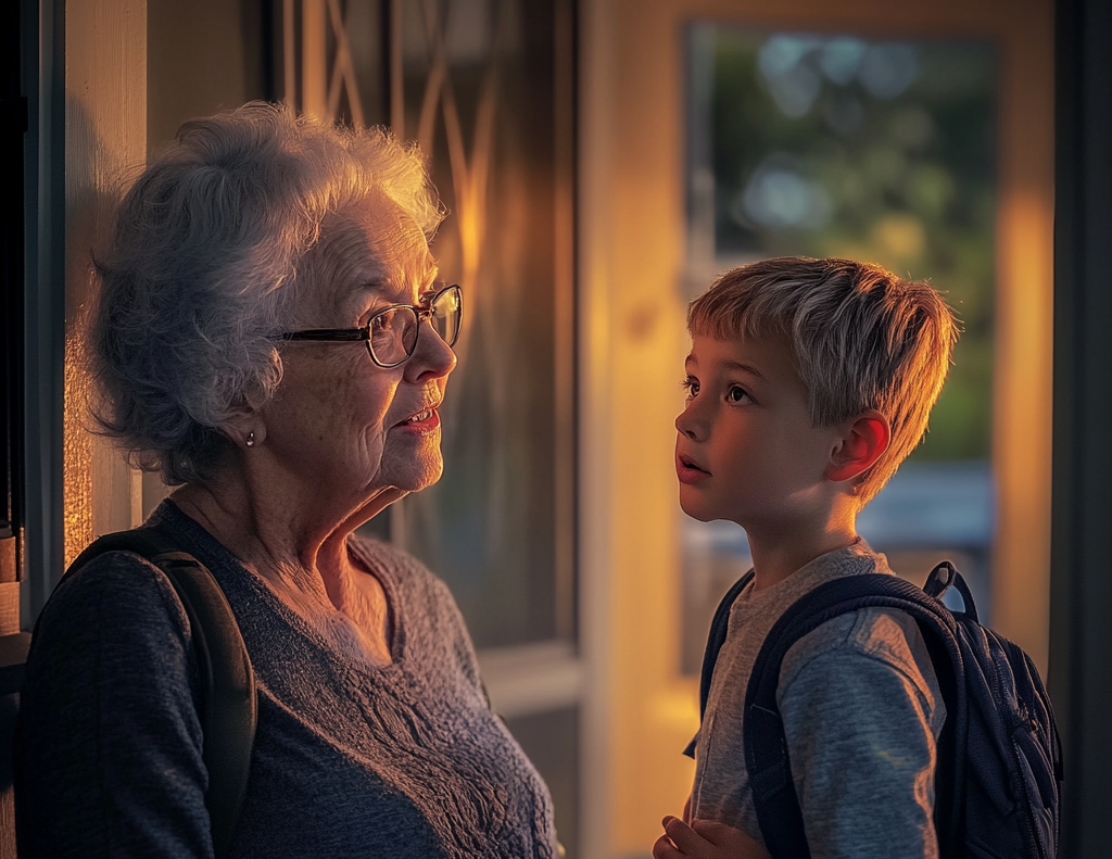 Une vieille femme qui parle à son petit-fils | Source : Midjourney