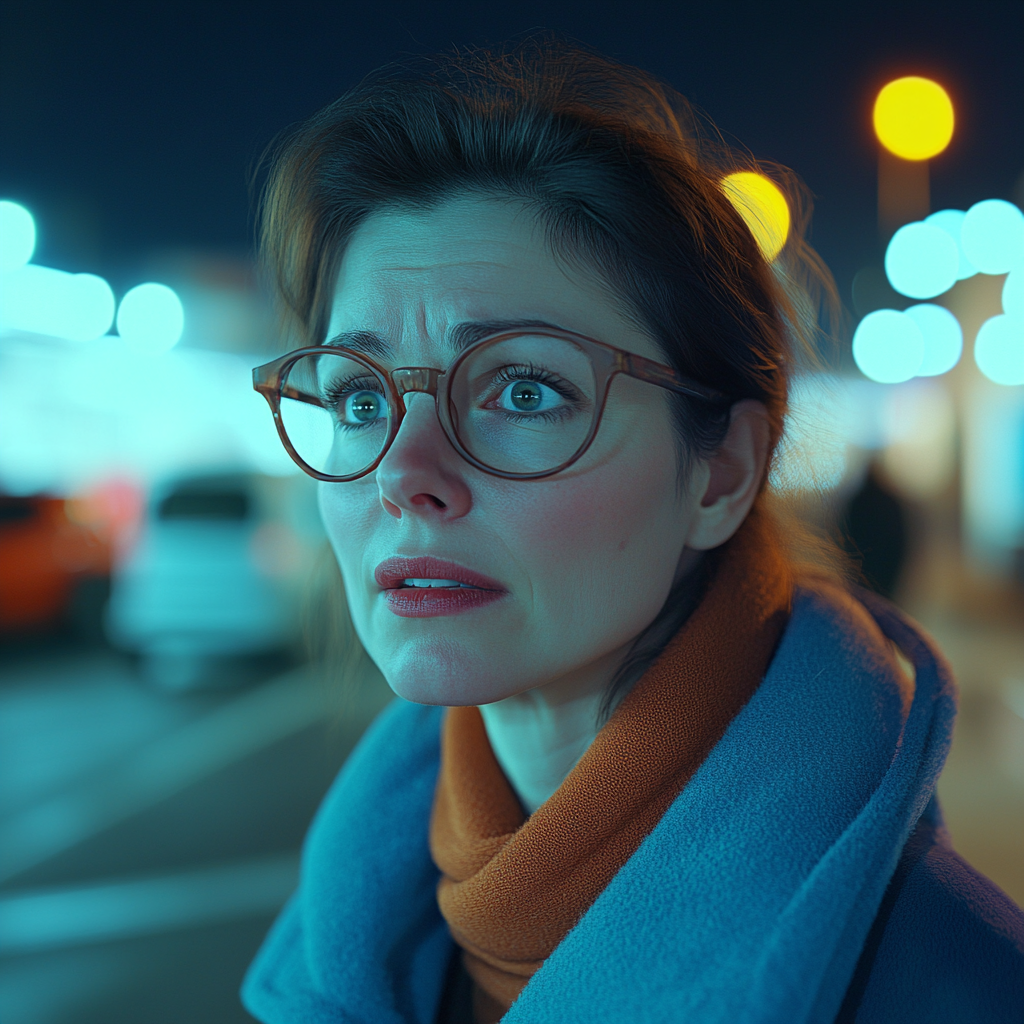 Une femme debout dans un parking | Source : Midjourney