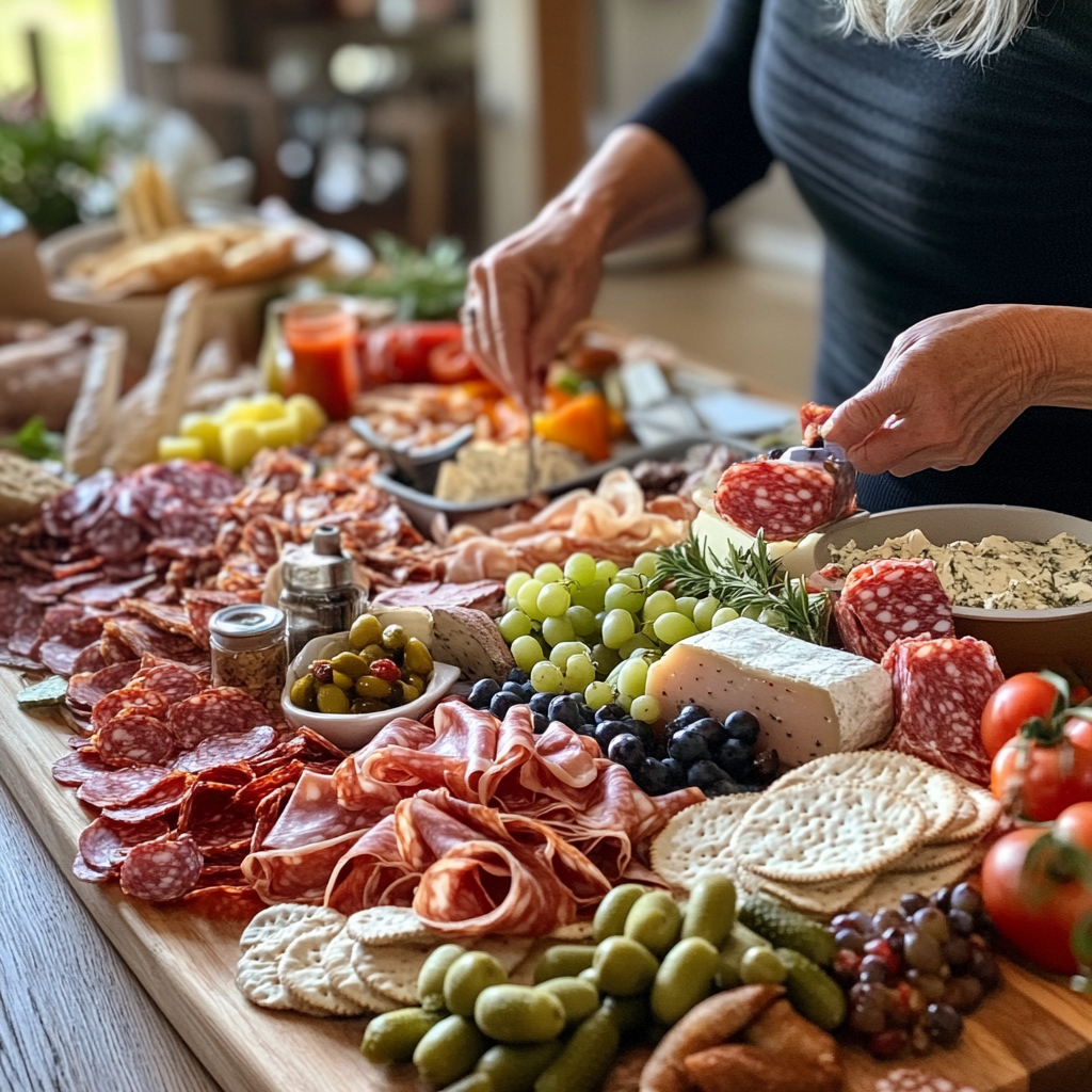 Une femme devant une planche de charcuterie | Source : Midjourney