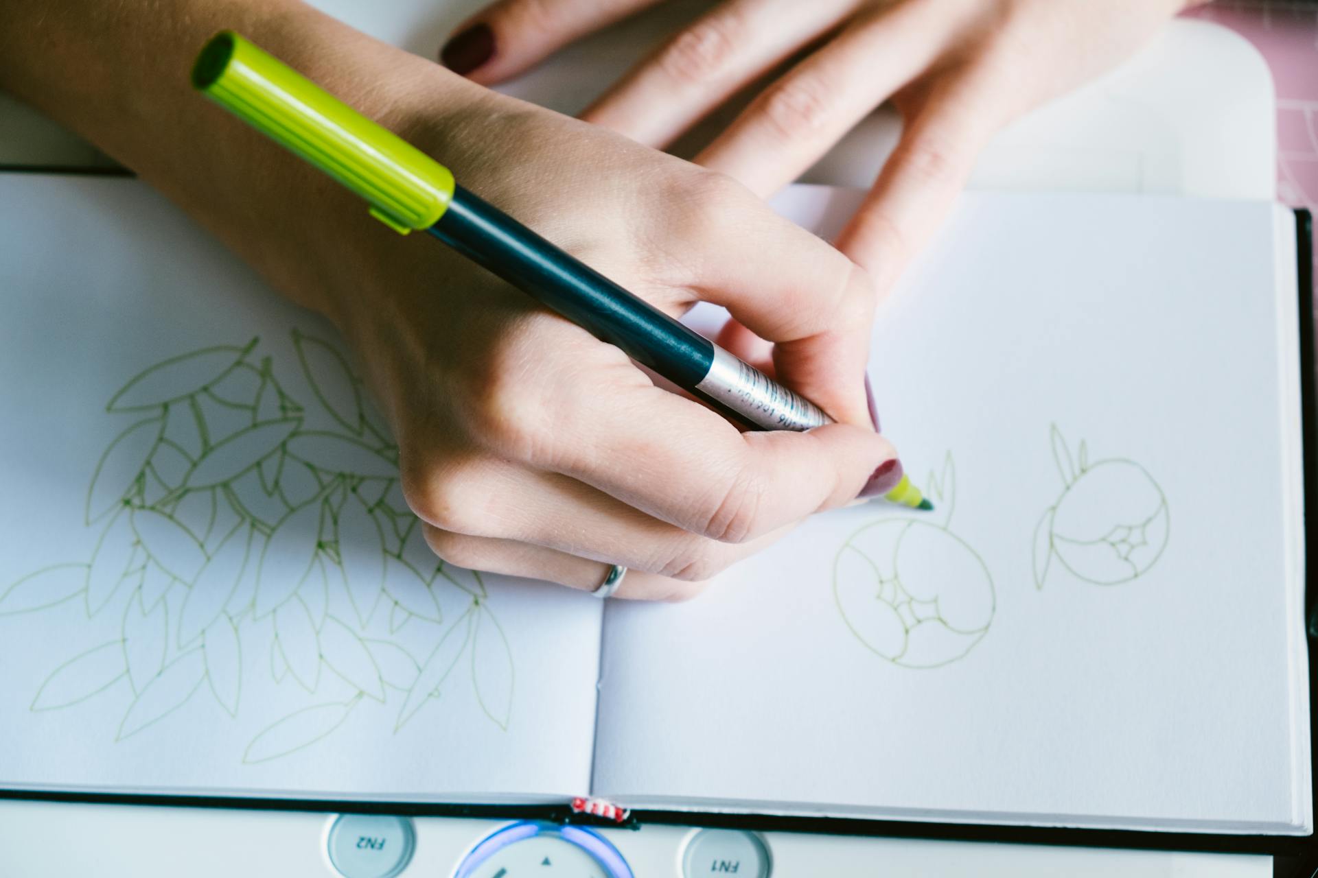 Gros plan sur une femme en train de faire un croquis | Source : Pexels