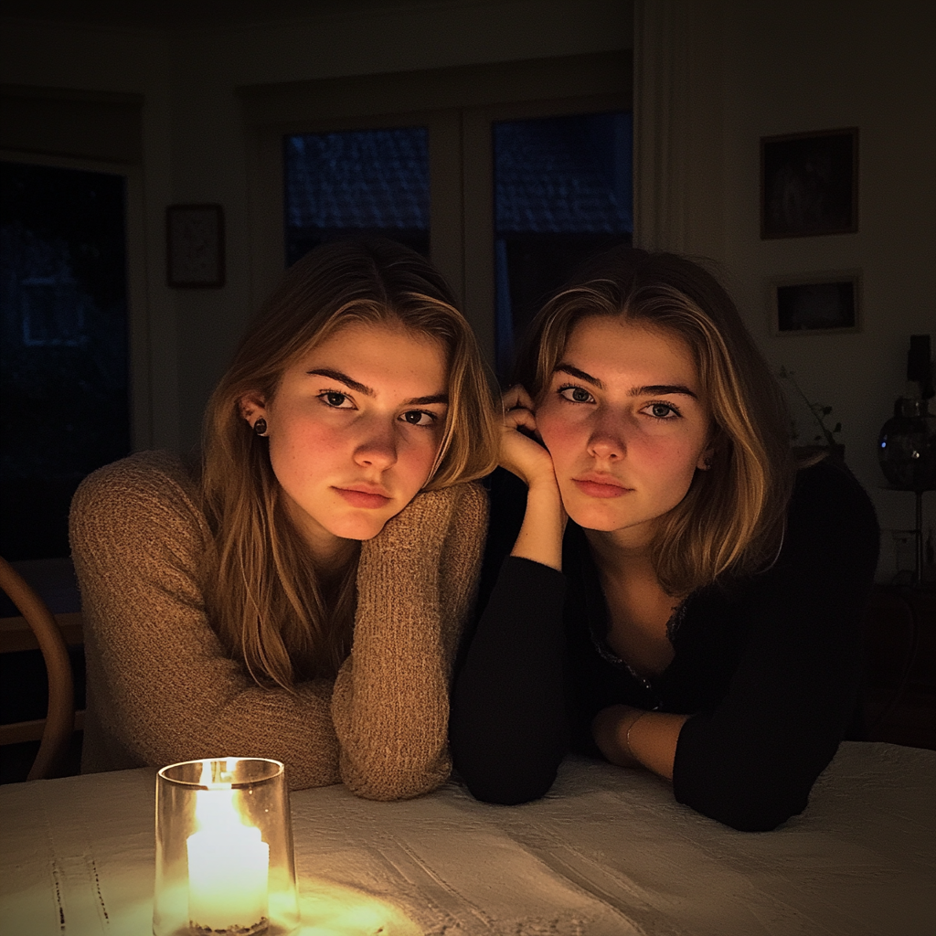 Deux femmes assises à une table de dîner | Source : Midjourney