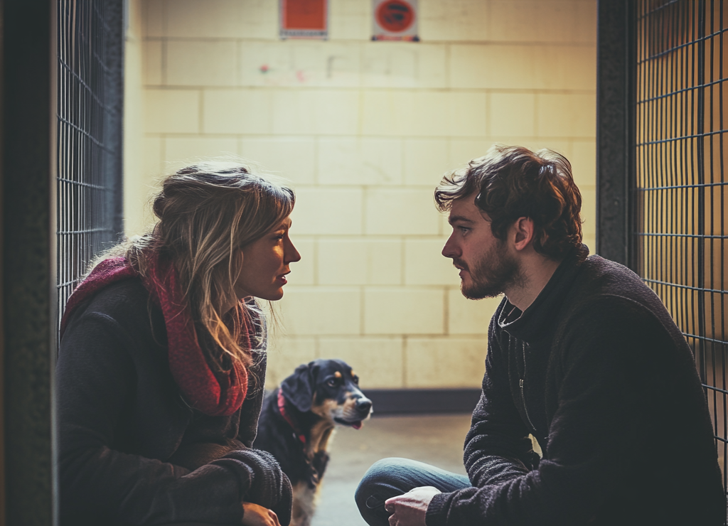 Un couple en léger désaccord dans un refuge pour chiens | Source : Midjourney