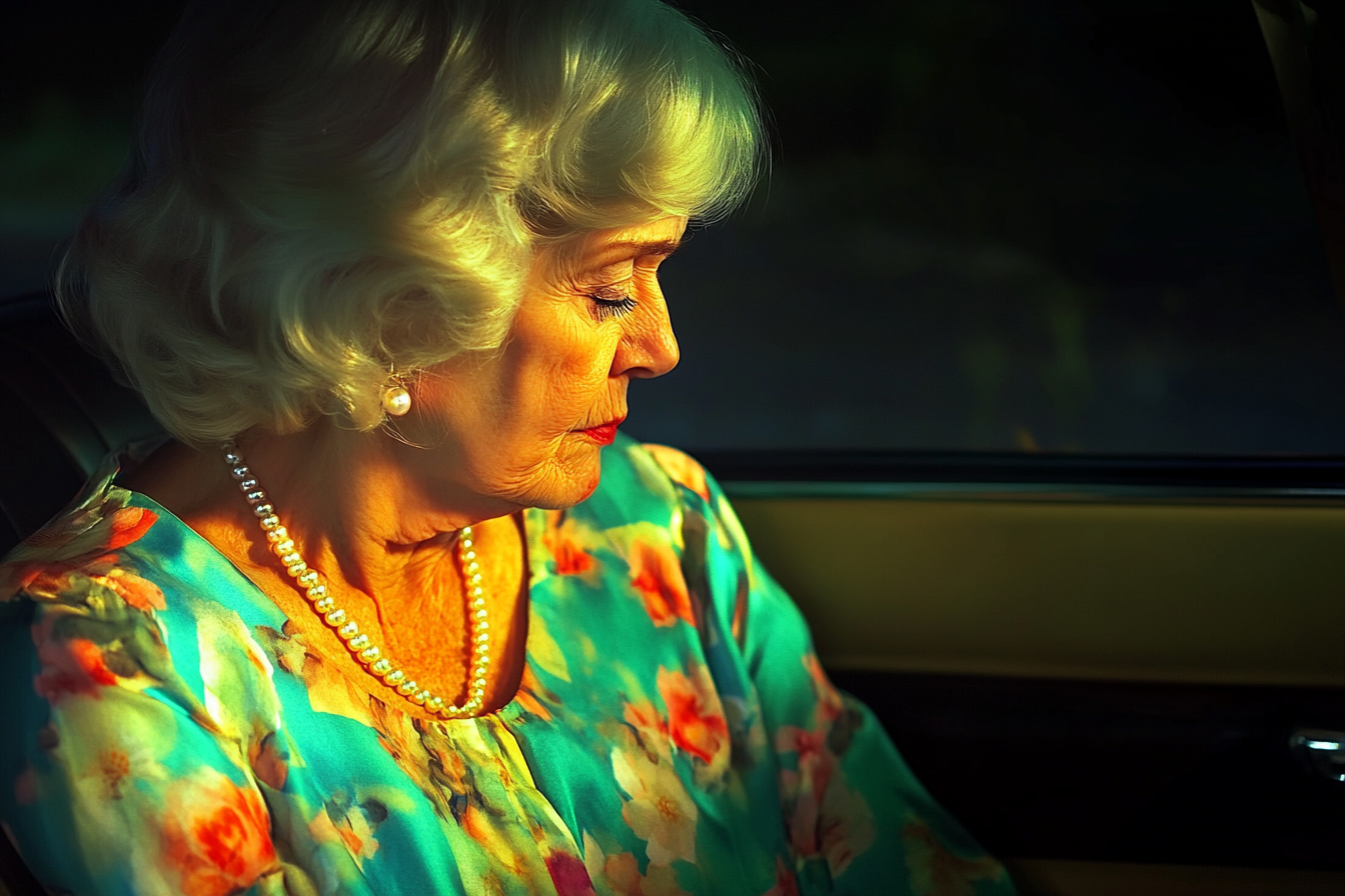 Une femme dans un taxi qui regarde par la fenêtre | Source : Midjourney