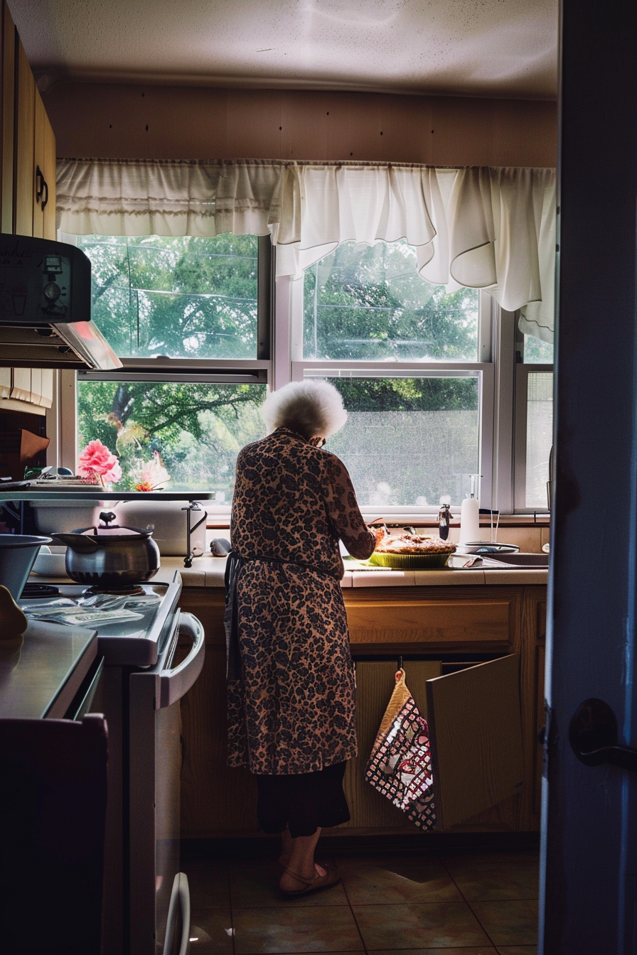 Dame âgée à la cuisine | Source : Midjourney
