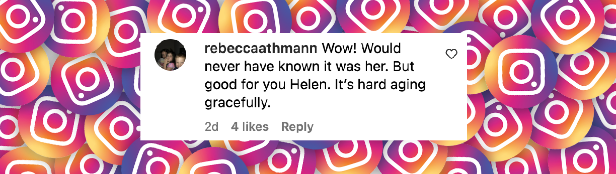 Un commentaire de fan daté du 18 mars 2025 | Source : Instagram/helenhunt