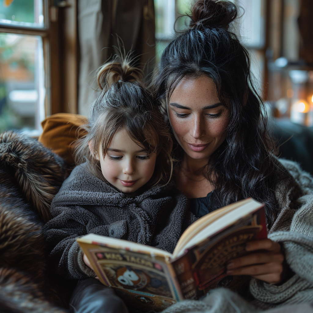 Daniella et Amelia lisent un livre | Source : Midjourney