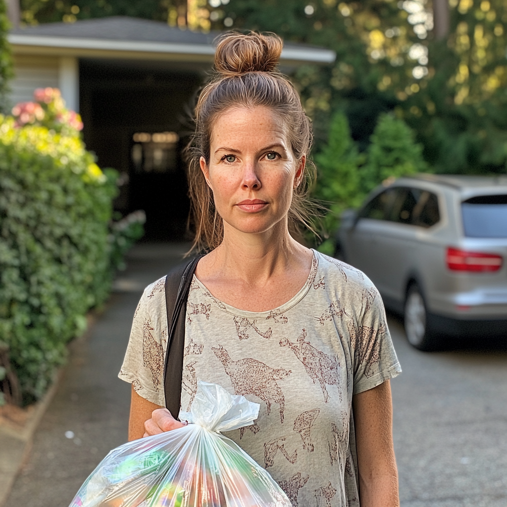 Une femme tenant un sac de provisions | Source : Midjourney