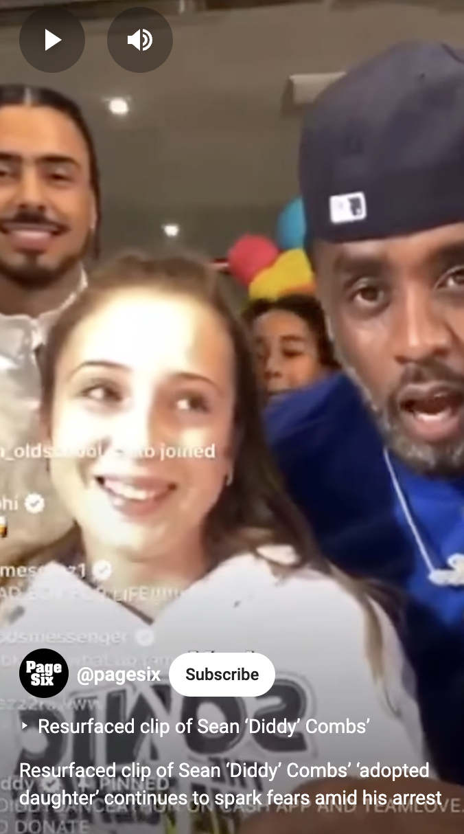 Ava Baroni et Sean Combs dans un post refait à neuf téléchargé le 24 septembre 2024 | Source : YouTube/Page Six