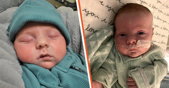 Bébé Karson à la maison [à gauche] ; Bébé Karson à l'hôpital [à droite]. | Source : facebook.com/lisahough0327