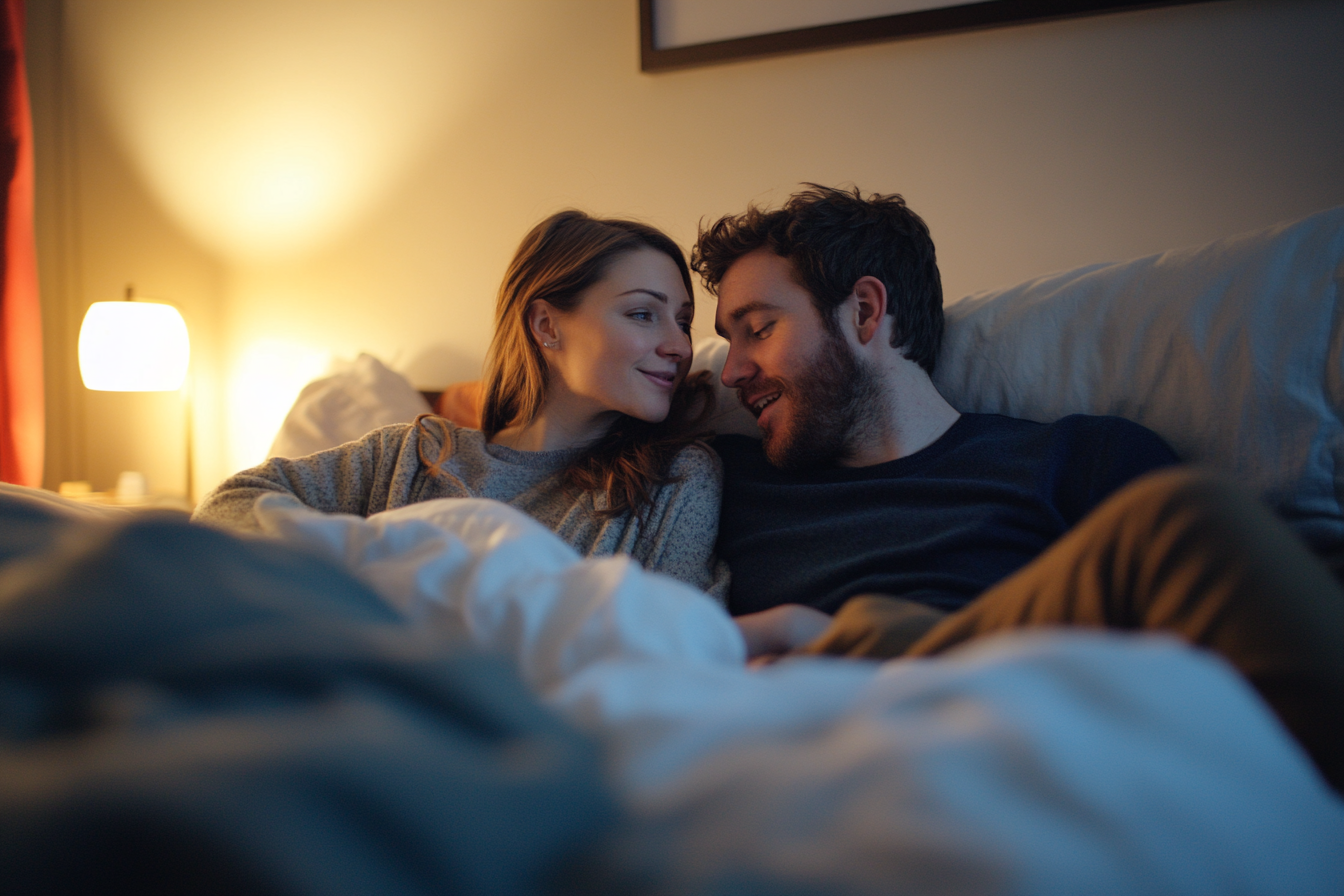 Un couple marié qui parle au lit | Source : Midjourney